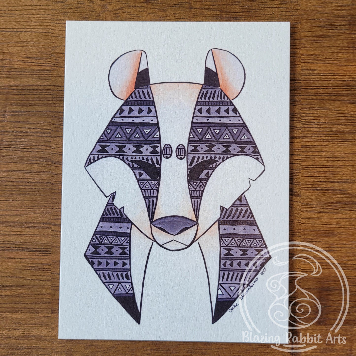 Postcard Badger Head