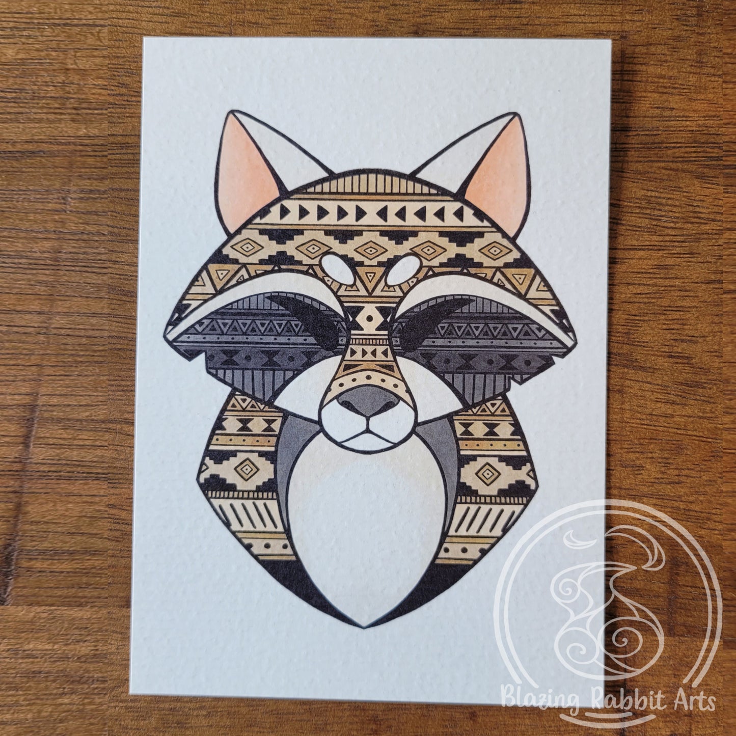 Postcard Raccoon Head