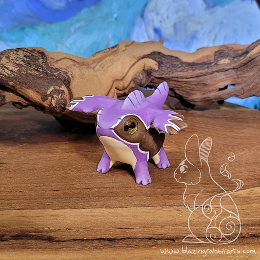 Sculpture Small Frog Dragon Purple