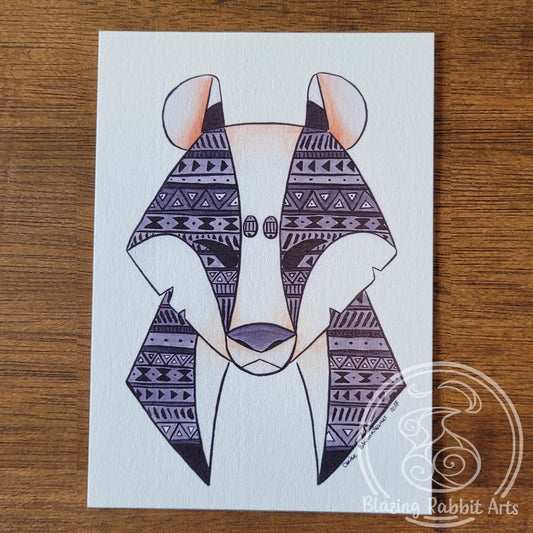 Postcard Badger Head