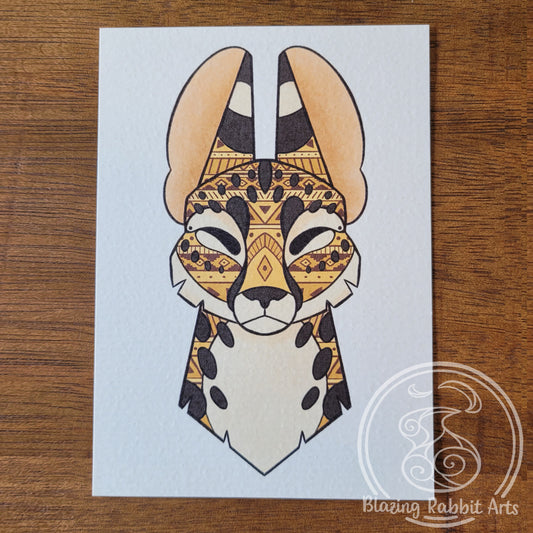 Postcard Serval Head